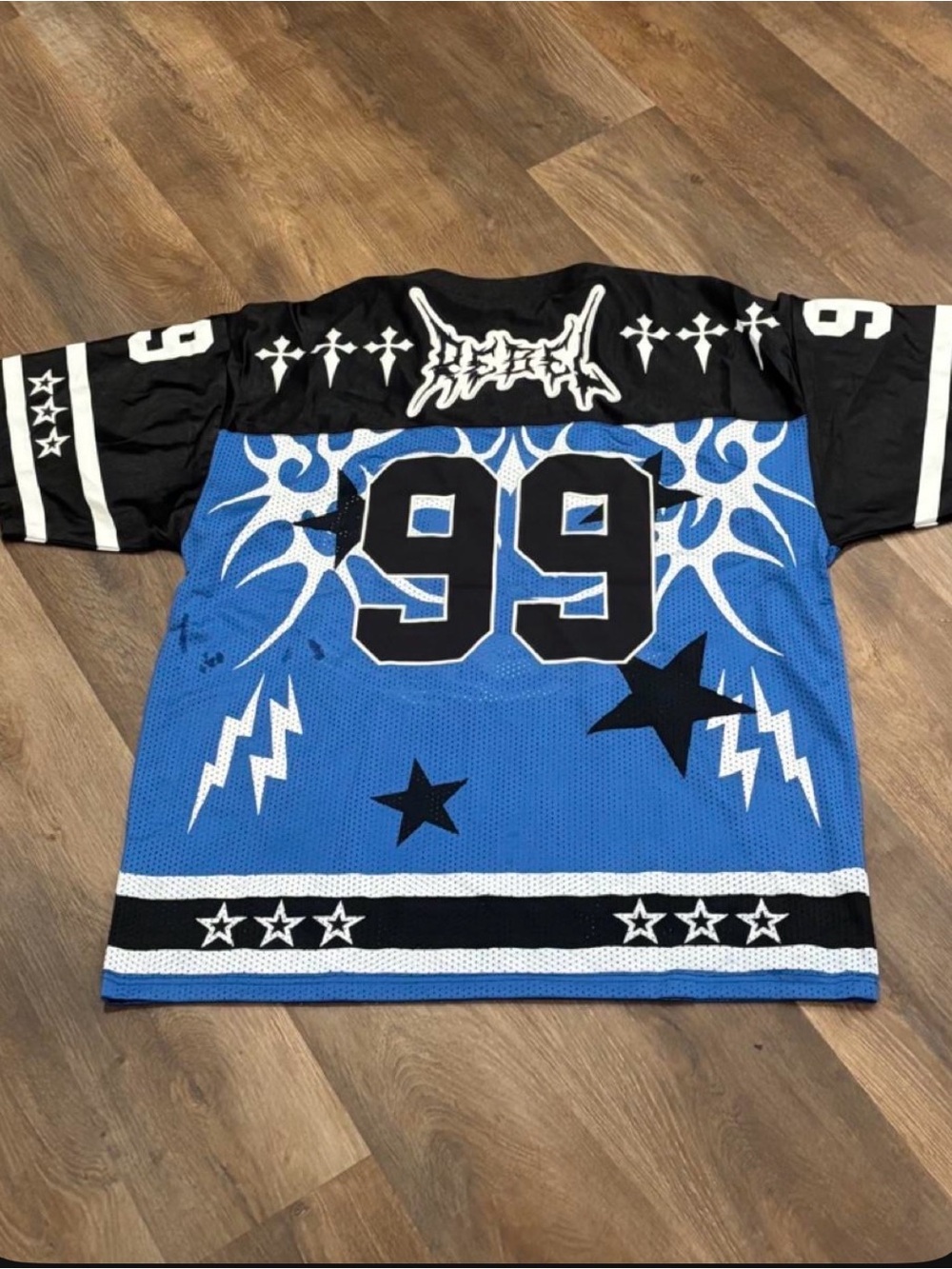 Blue & Black Men's Graphic Jersey with Number 99